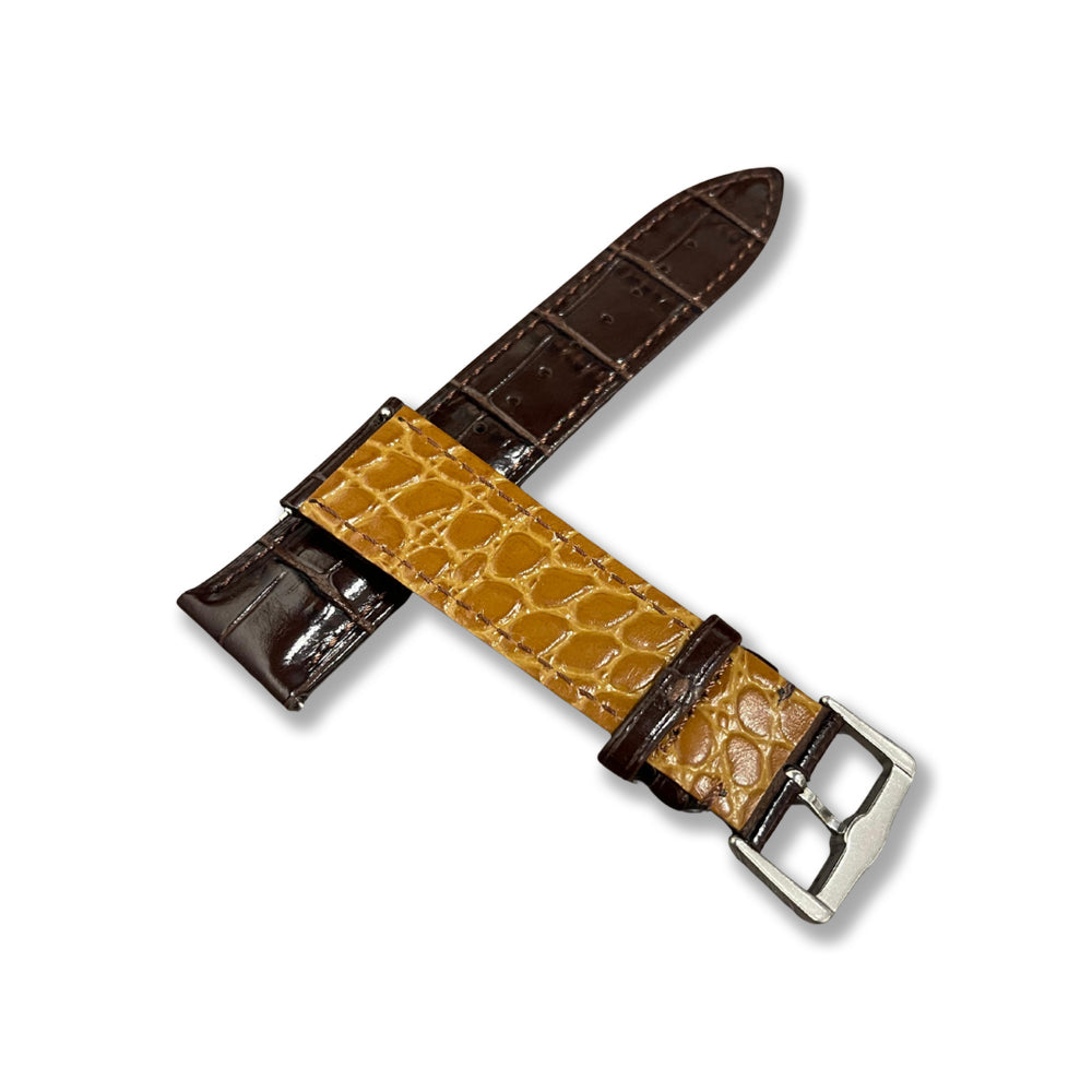 Cavern 20mm Dark Brown Crocodile Texture Leather Strap