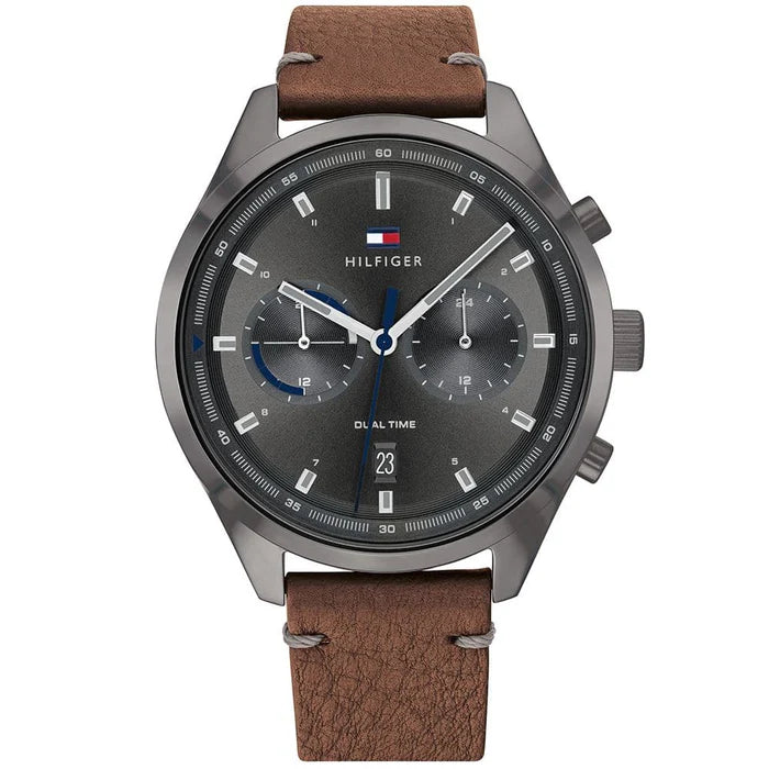 Tommy Hilfiger Bennett Grey Dial Leather Strap Watch TH1791730