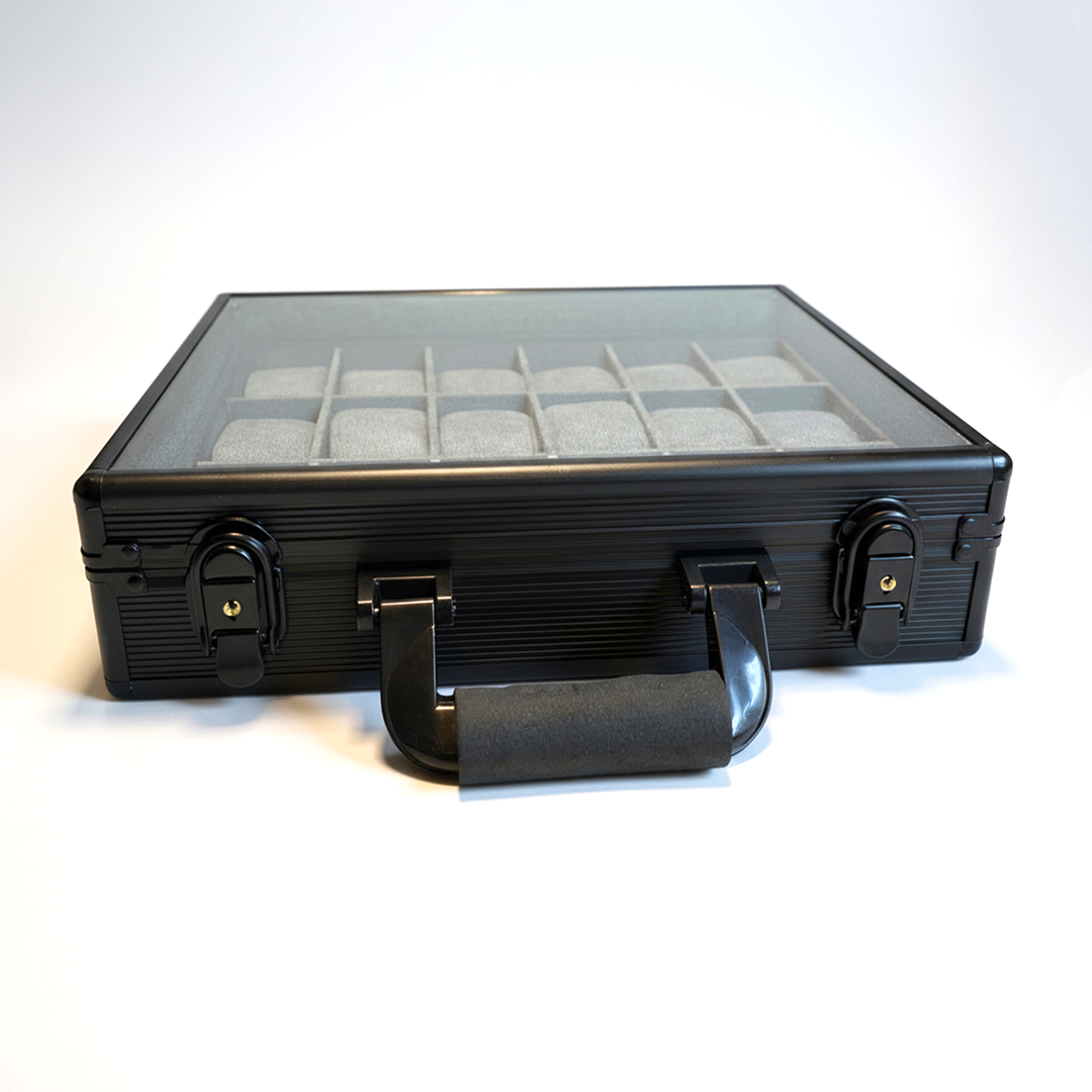 18 Slots Premium Black Watch Case with Handle-Stylish & Secure Storage