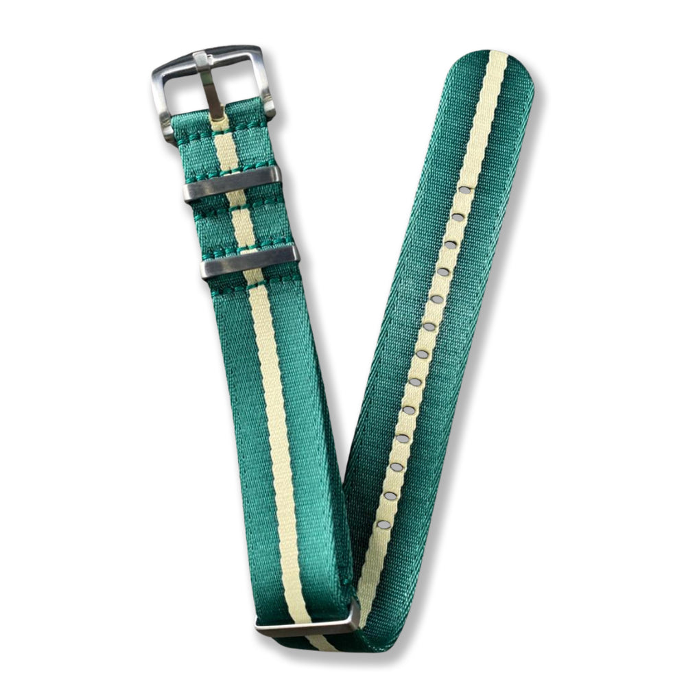 Cavern 22mm Premium Green Beige Nato Watch Strap