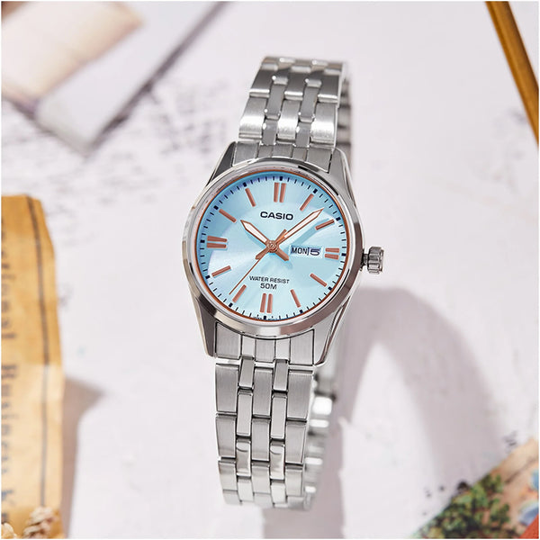 Casio Enticer Ice Blue Dial Woman's Watch LTP-1335D-2AVDF
