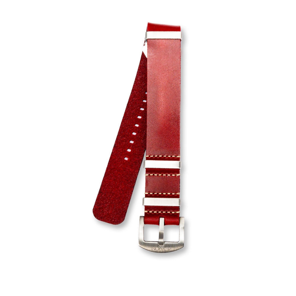Zeyron Red Cowhide Leather Nato Strap