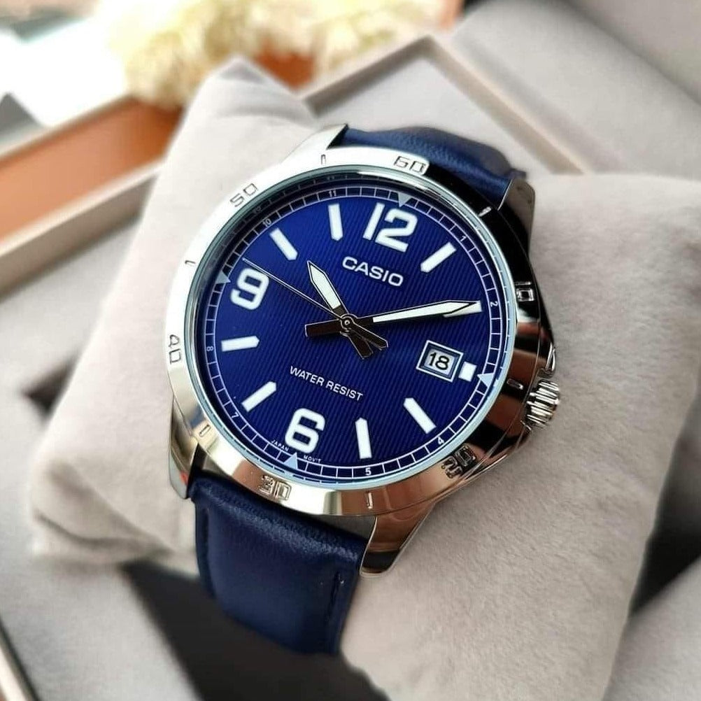 Casio Casual Blue Leather Band Men's Watch| MTP-V004L-2B