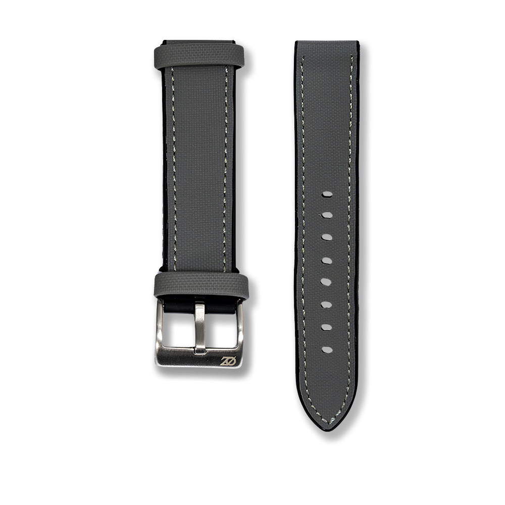 Zeyron 22mm Grey Premium Sailcloth Watch Strap