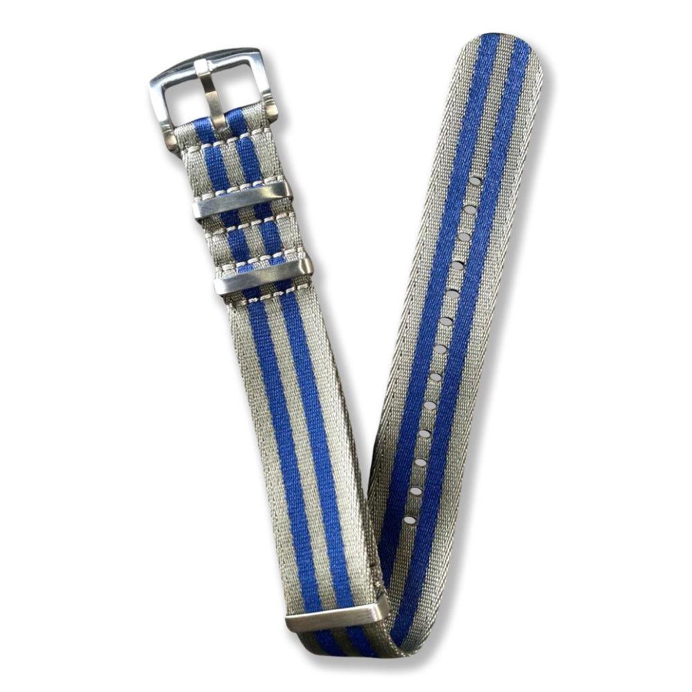 Cavern 22mm Premium Grey Blue Nato Watch Strap