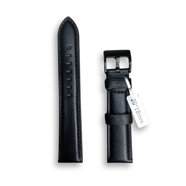 Ruxiang Plain Black Leather Strap