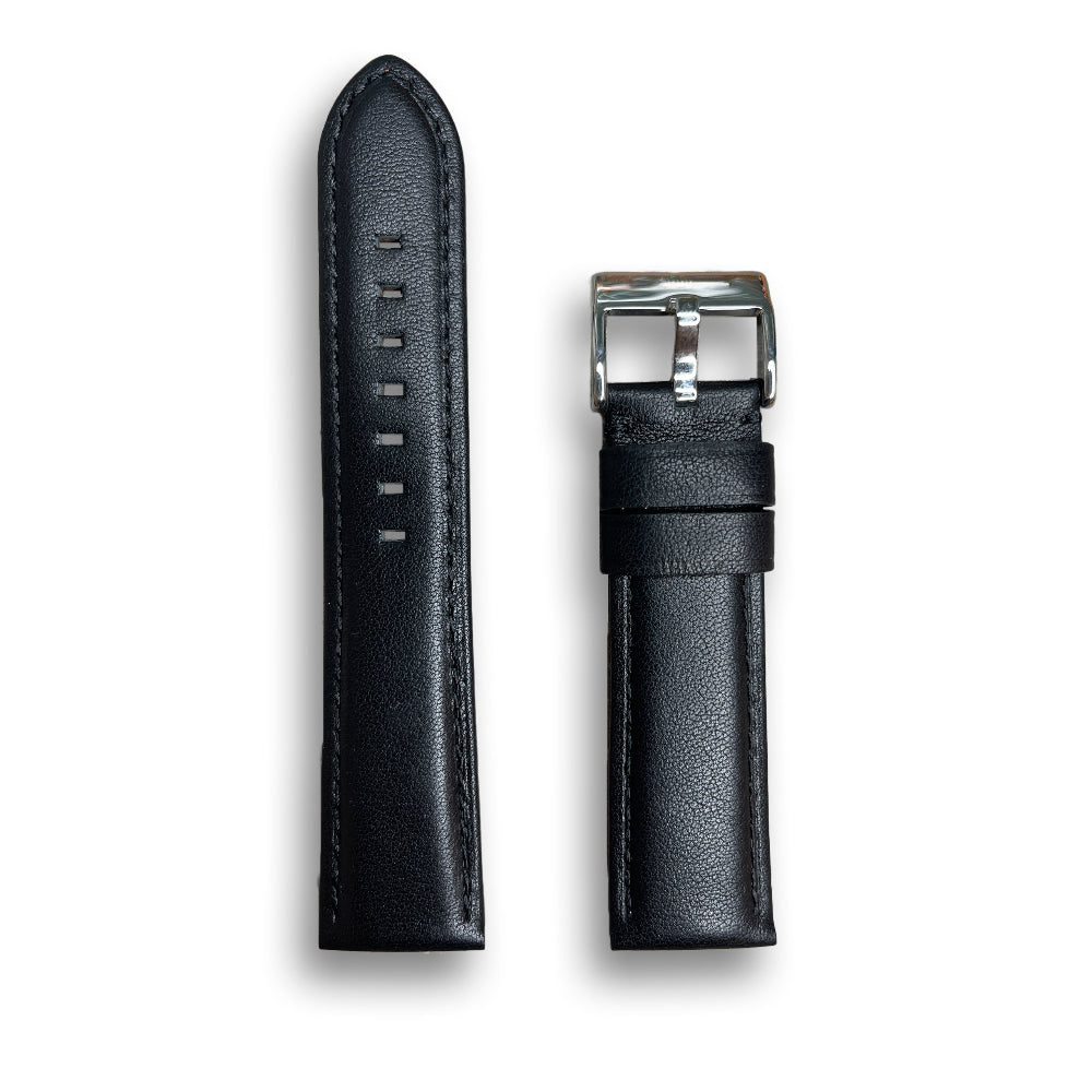 Wojue 26mm Plain Black Leather Strap 2100000293204