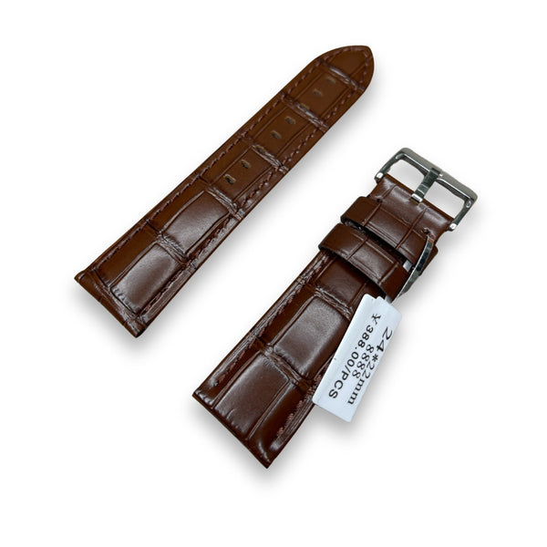 Wojue Crocodile Textured Brown Leather Strap