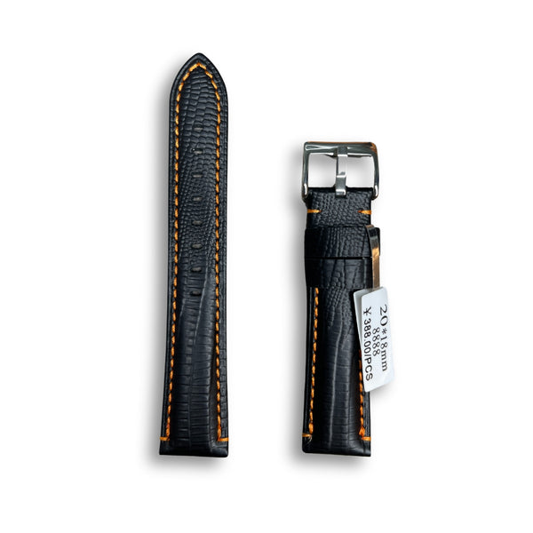 Wojue Snake Textured Black Leather Strap