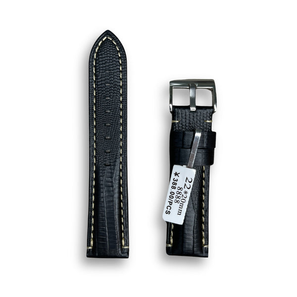 Wojue Snake Textured Black Leather Strap