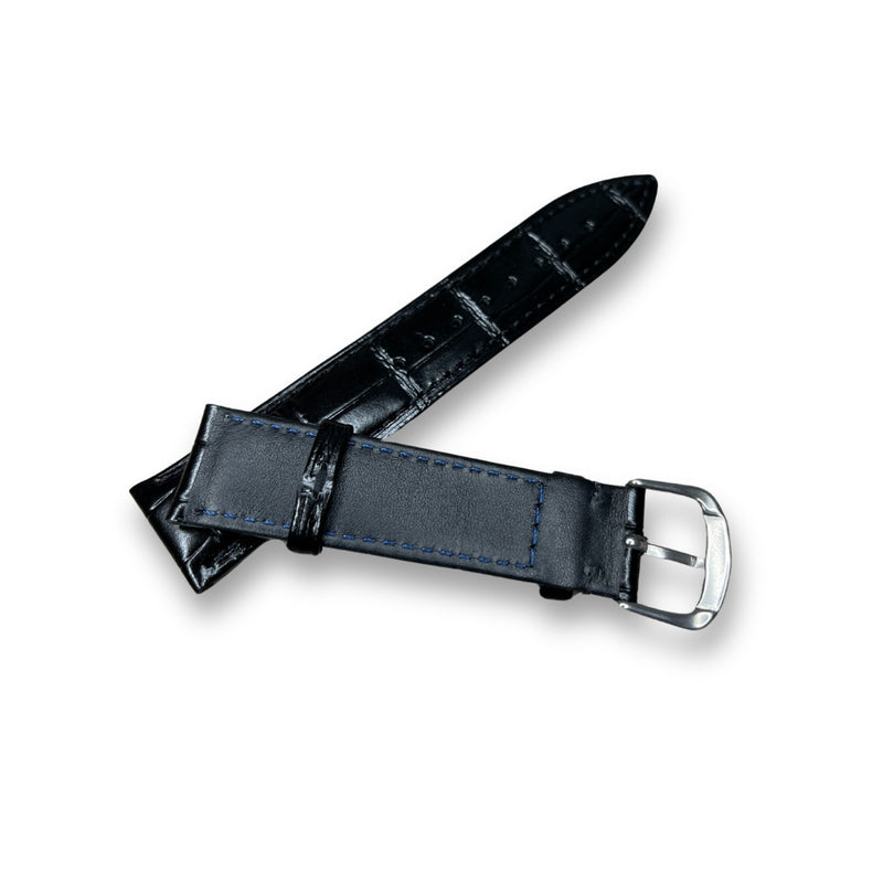 Wojue Crocodile Textured Black Leather Strap