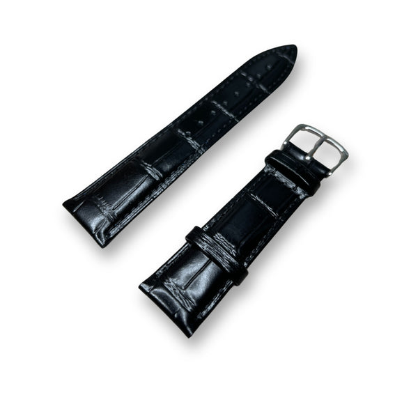 Wojue Crocodile Textured Black Leather Strap