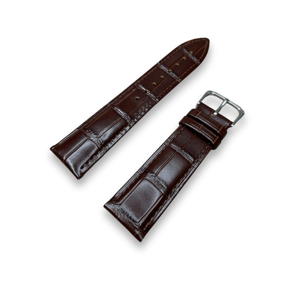 Genuine Leather 22mm Brown Crocodile Textured Strap | 2100000293907