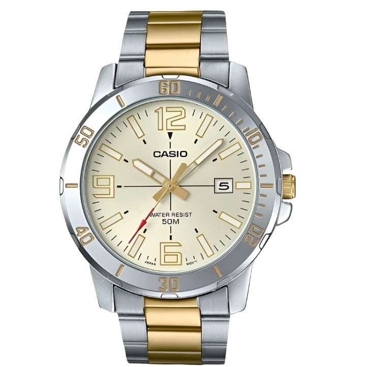 Casio Enticer Stainless Steel Gold Dial Men's Watch| MTP-VD01SG-9BVUDF