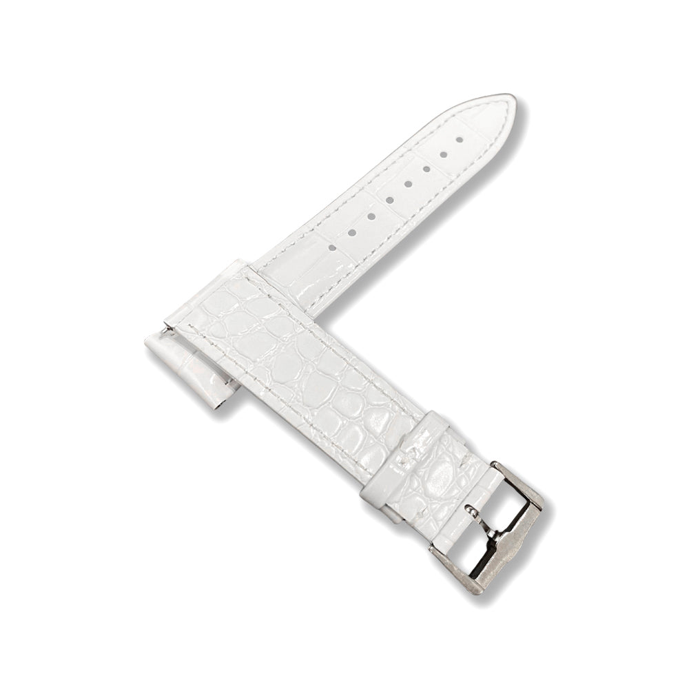 Cavern 22mm Glossy White Leather Strap