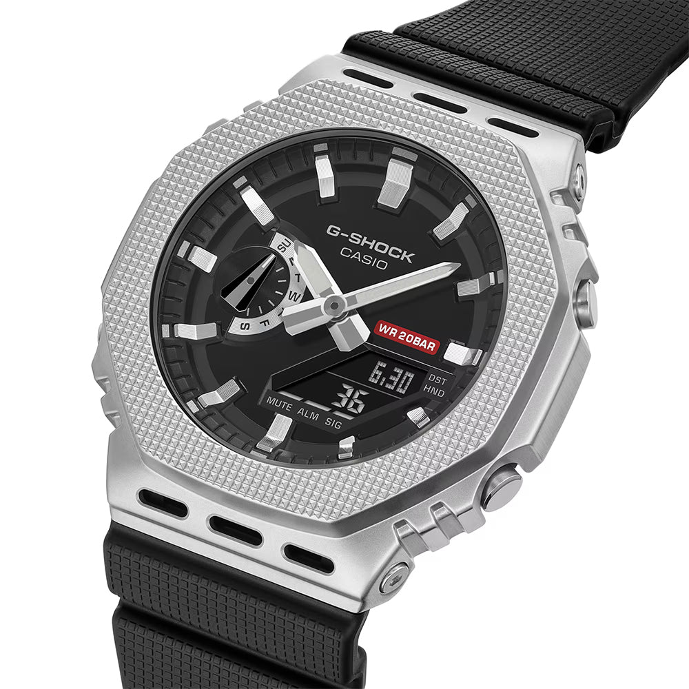 CASIO G-SHOCK ANALOGUE DIGITAL BLACK RESIN STRAP WATCH | GM-2100M-1ADR