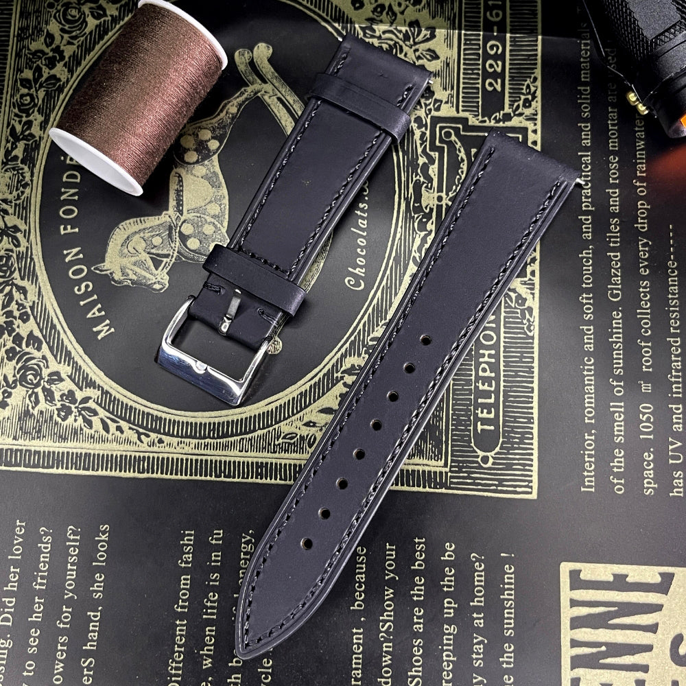 Leather Strap Plain Black | 20MM