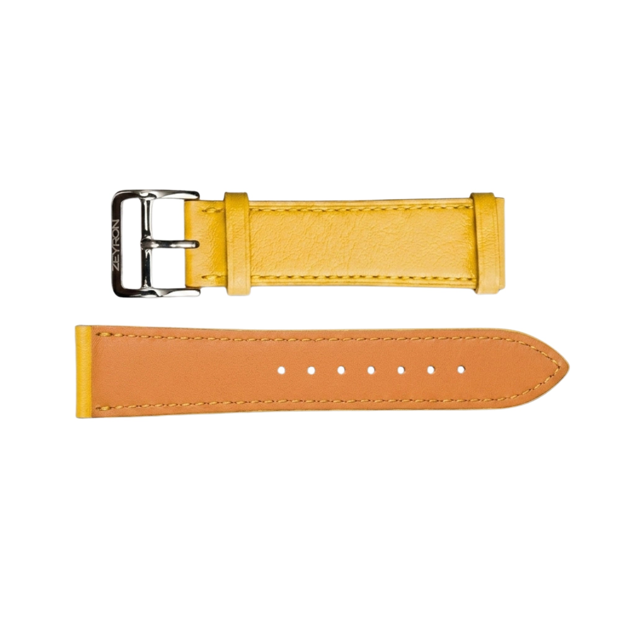Zeyron 22mm Mustard Yellow Genuine Leather Strap