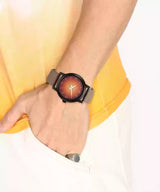 Fastrack Stunners Analog Orange Dial Leather Watch | 3245NL02