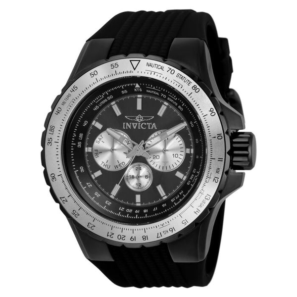 Invicta Aviator Chronograph Black Dial Silicone Strap Watch 33033