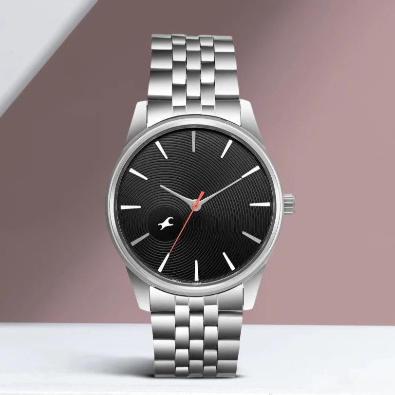 Fastrack Aura Black Dial Stainless Steel Men's Watch 3305SM01