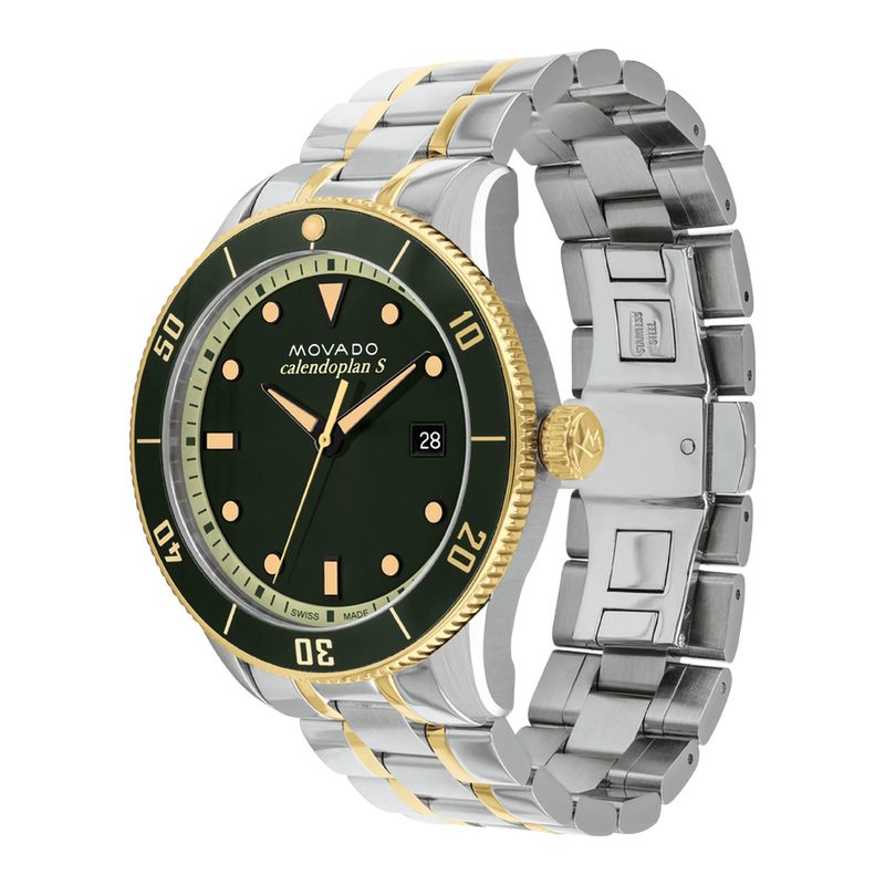 Movado Heritage Two-Tone Quartz Green Dial Watch 3650127