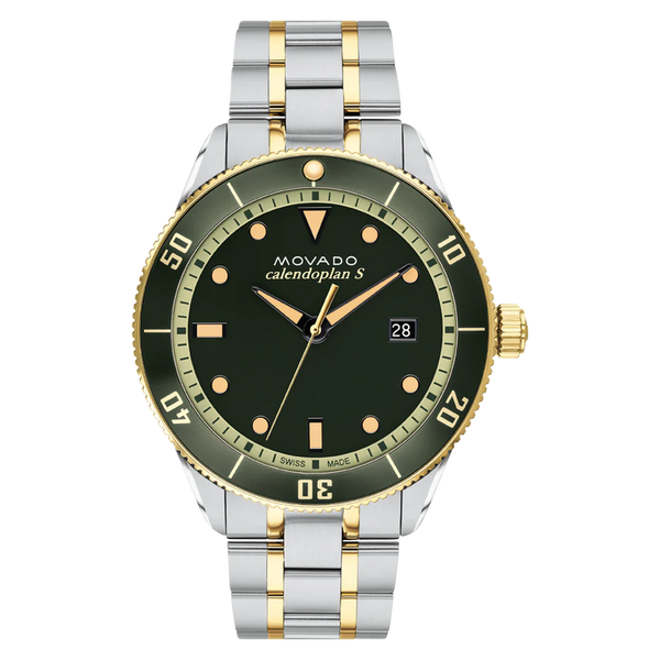 Movado Heritage Two-Tone Quartz Green Dial Watch 3650127