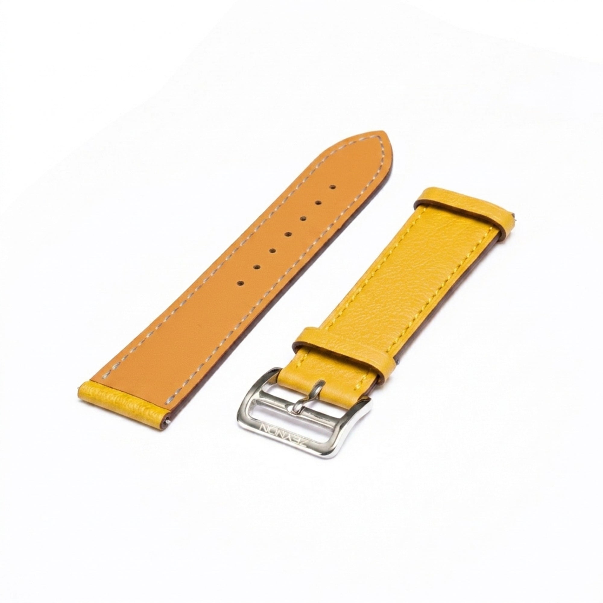 Zeyron 22mm Mustard Yellow Genuine Leather Strap