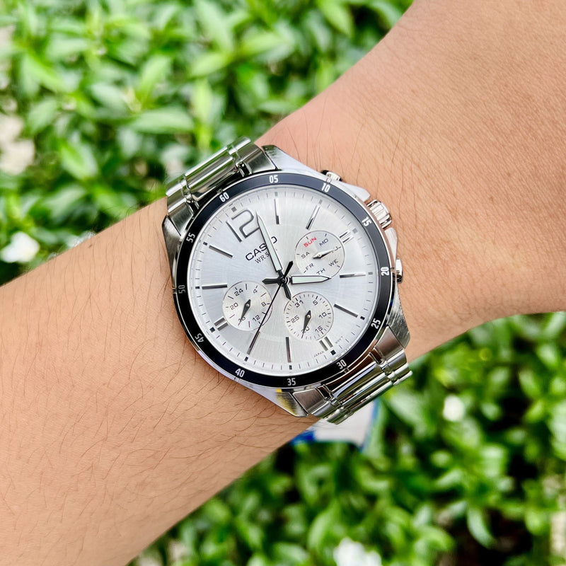 Casio Enticer Multifunction Silver Dial Men's Watch | MTP-1374D-7AVDF