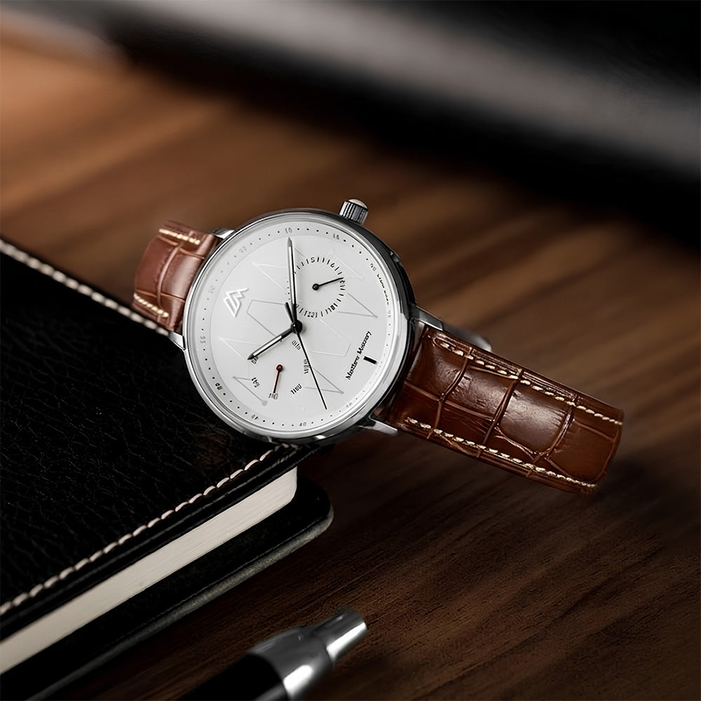 Cavern Crocodile Texture 22mm Brown Stitched Leather Strap