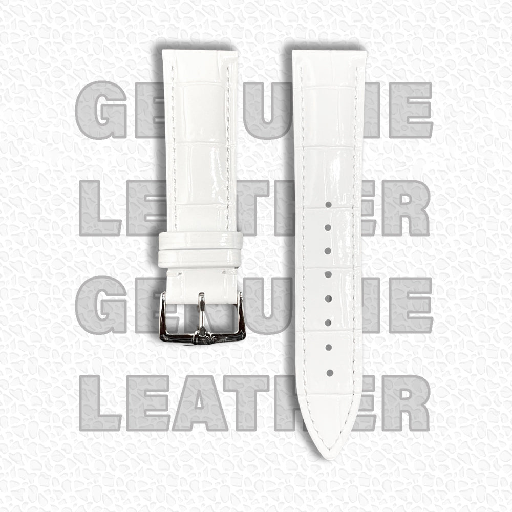 Cavern 22mm Glossy White Leather Strap