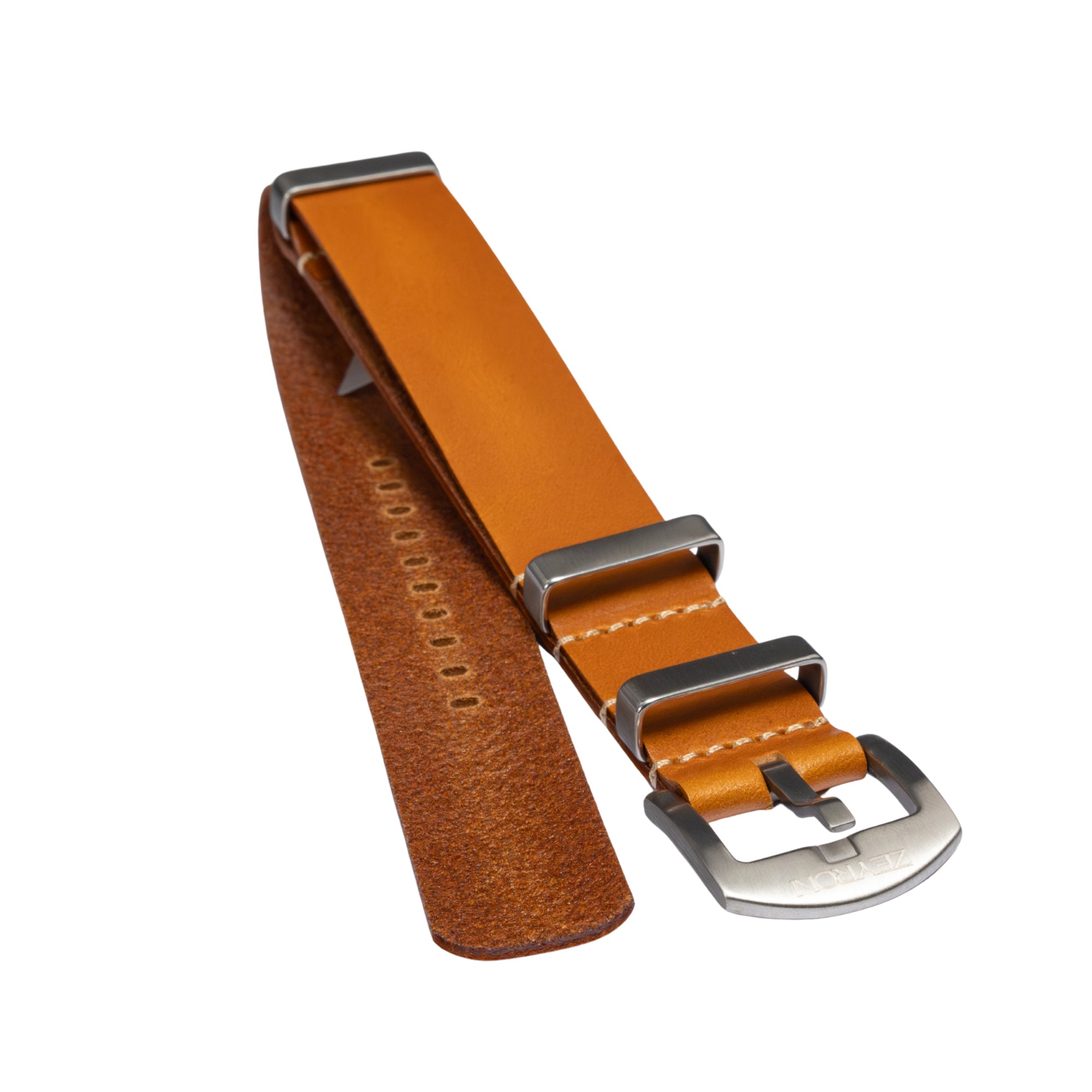 Zeyron Light Brown Cowhide Leather Nato Strap