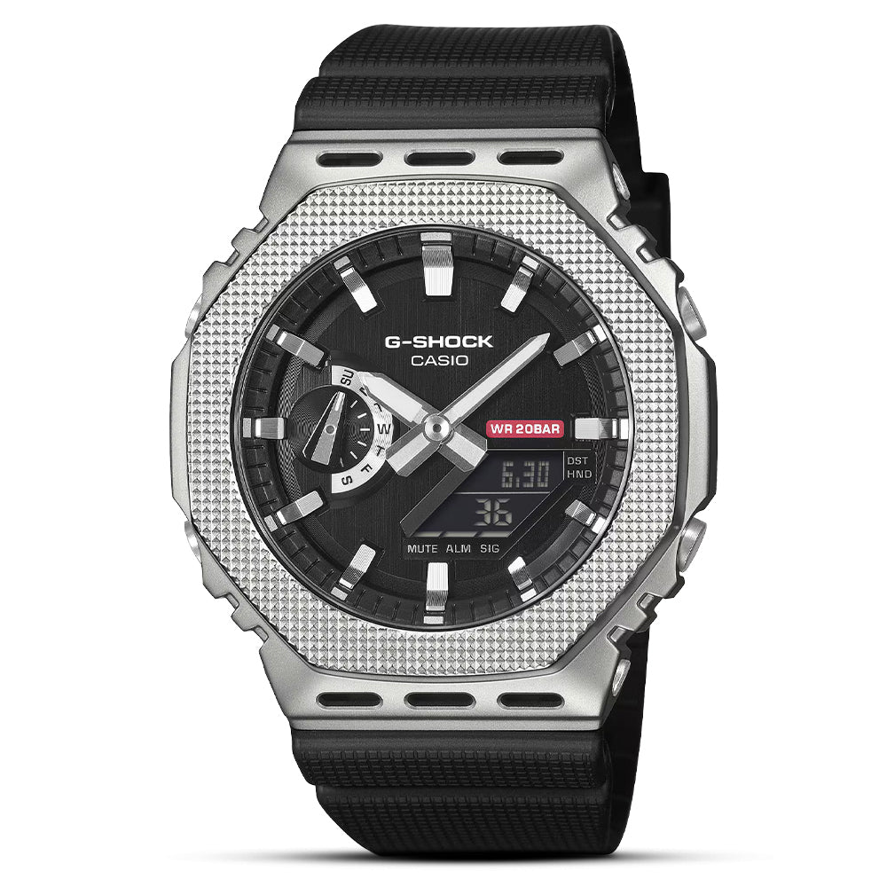 CASIO G-SHOCK ANALOGUE DIGITAL BLACK RESIN STRAP WATCH | GM-2100M-1ADR