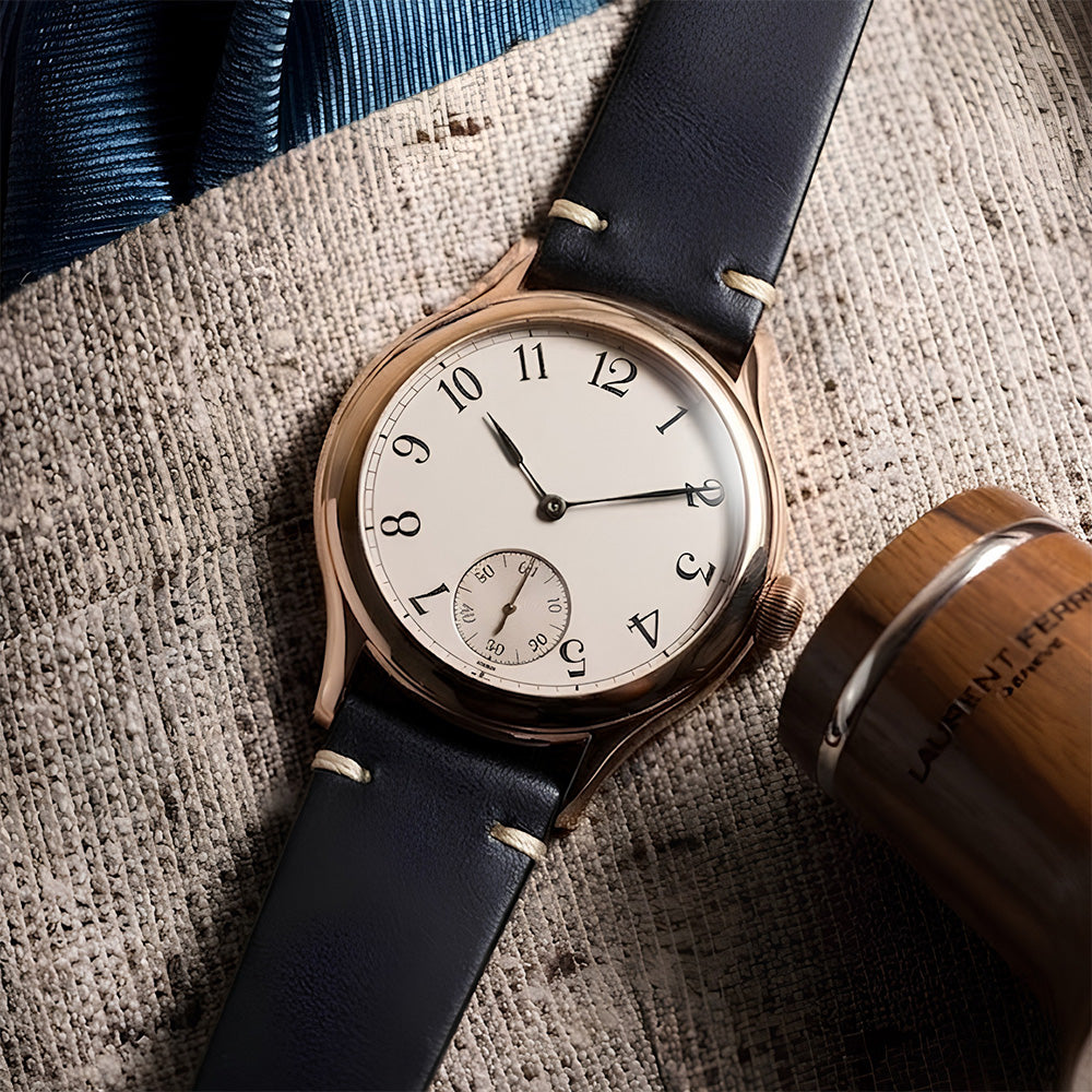 Cavern 22mm Black Full Grain Stitched Leather Strap 