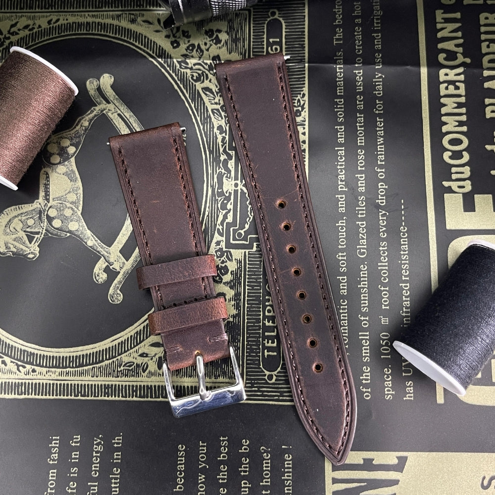 Leather Strap Plain Dark Brown | 20MM