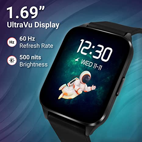 Fastrack Reflex Beat+ 1.69” UltraVU Display|500 Nits Brightness|60 Sports Modes|24*7 Heart Rate Monitor|SpO2 Monitor