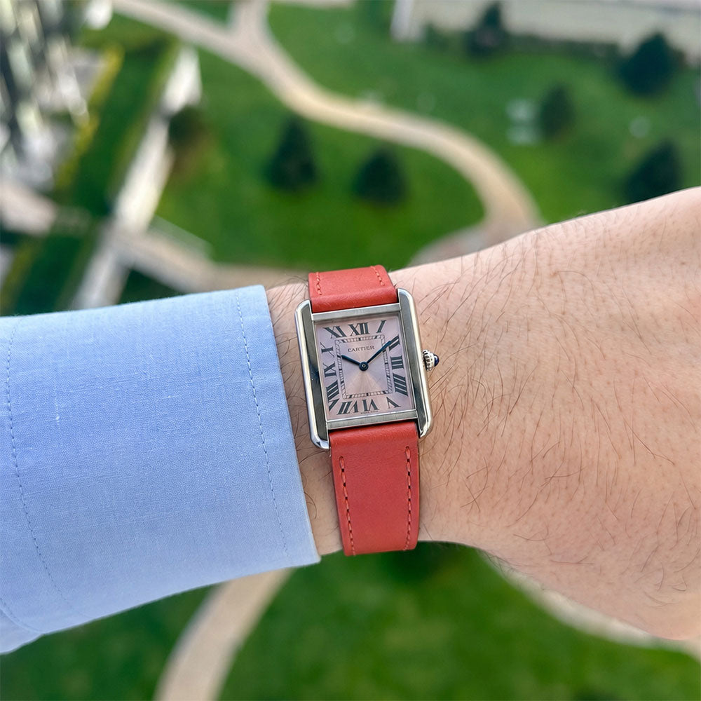 Zeyron 22mm Coral Pink Genuine Leather Strap