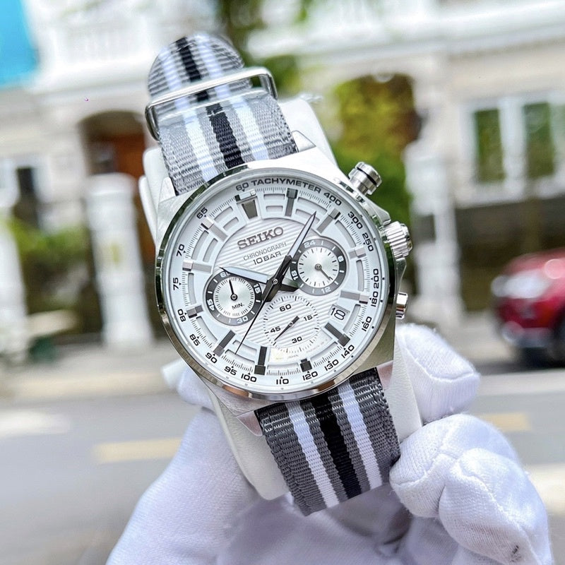 SEIKO Sports White-Nylon Strap Men's Watch SSB401P1