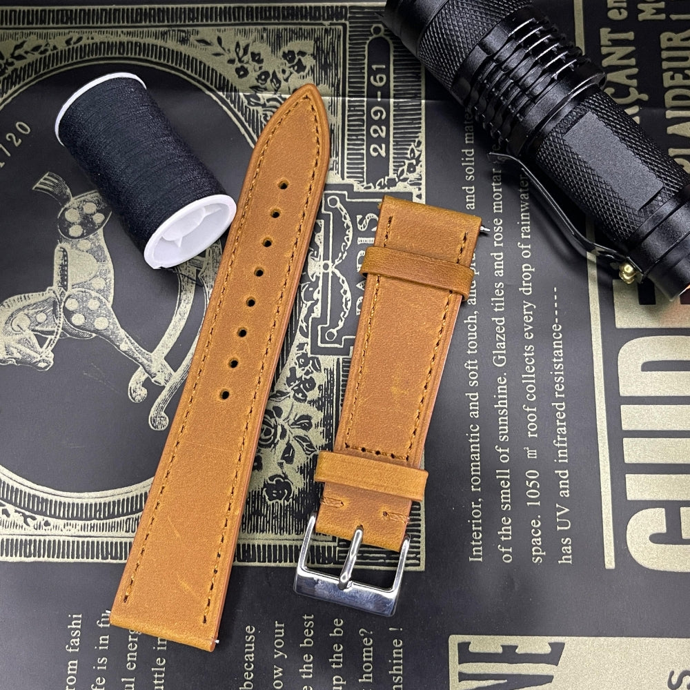Leather Strap Plain Tan Brown | 20MM