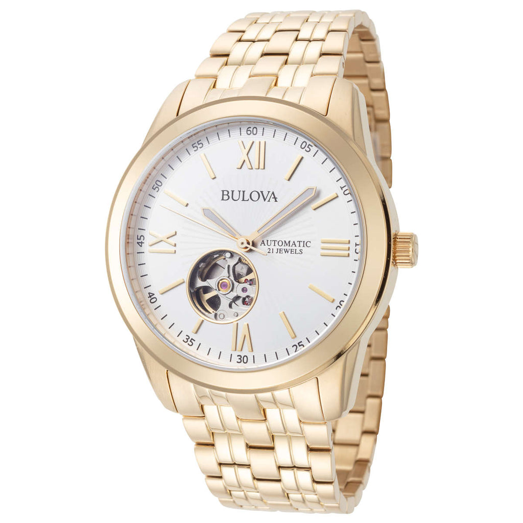 BULOVA Gold tone Automatic Bracelet Men s Watch 97A130