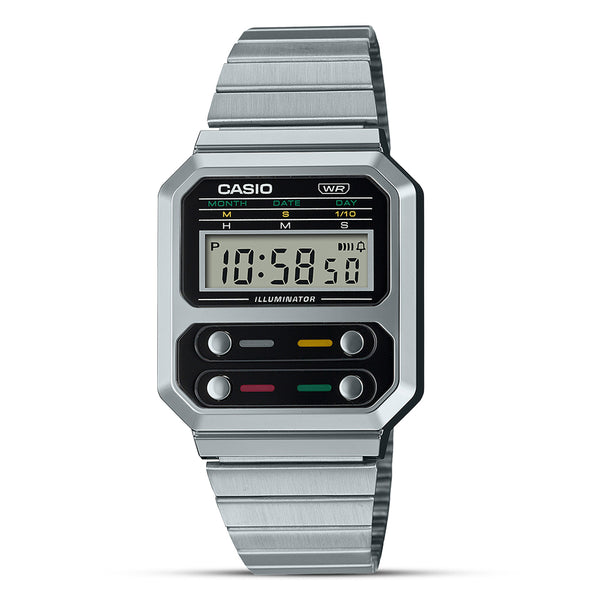 Casio "Illuminator" Vintage Digital Silver Chain Men's Watch | A100WE-1ADF