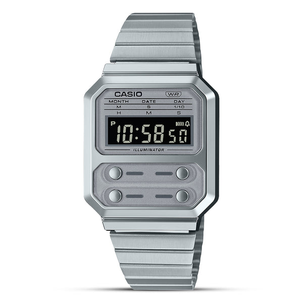 Casio Vintage Digital Unisex Stainless Steel Watch| A100WE-7BDF