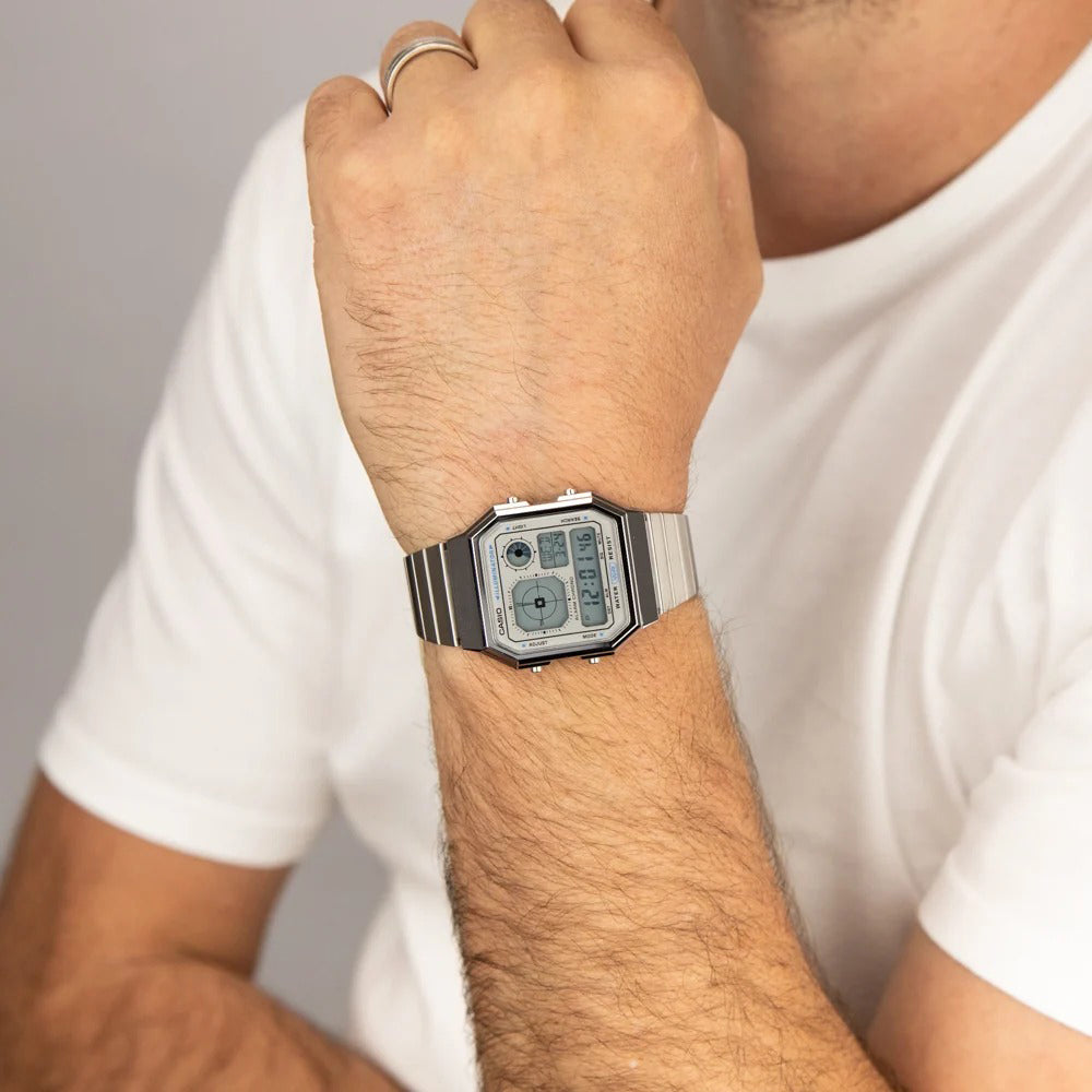 Casio Vintage Digital Silver Strap Unisex Watch A130WE-7ADF