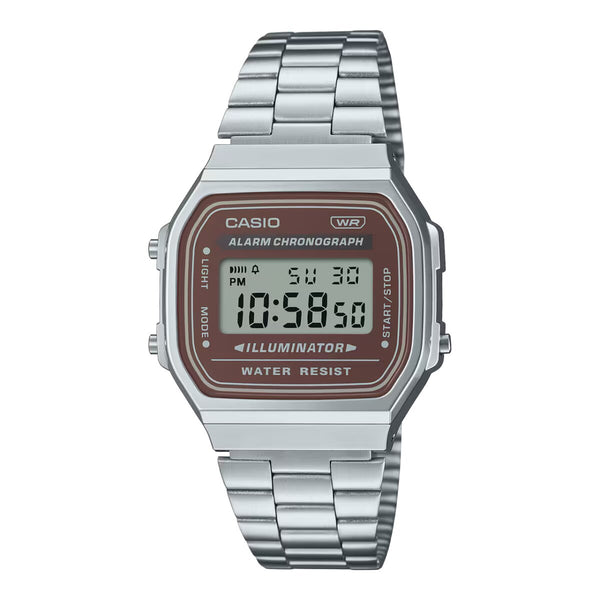 Casio Vintage Brown Dial Digital Stainless Steel Watch | A168WA-5AYDF