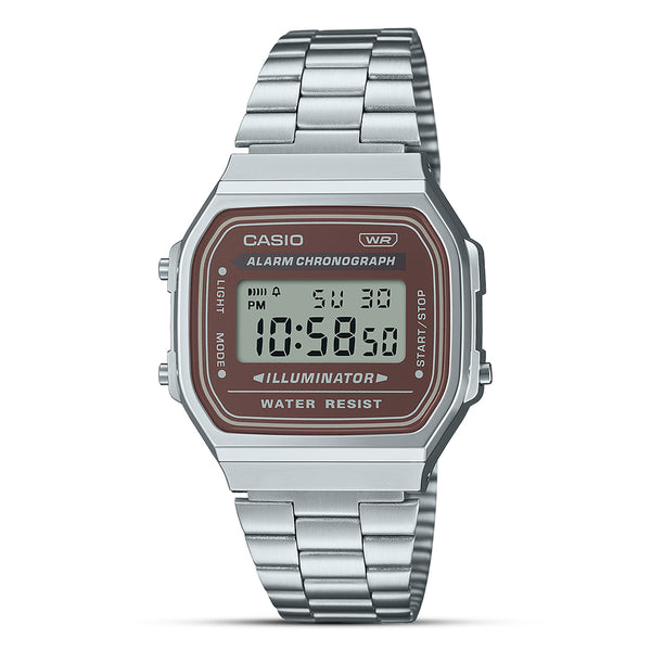 Casio Vintage Brown Dial Digital Stainless Steel Watch | A168WA-5AYDF