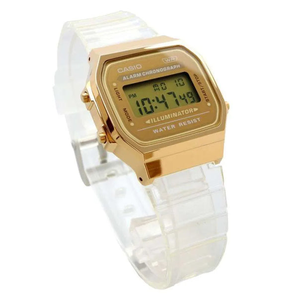 Casio Vintage Golden Bezel Resin Strap Unisex Watch | A168XESG-9ADF