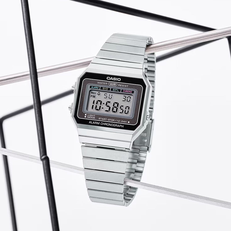 CASIO RETRO DIGITAL STAINLESS STEEL UNISEX WATCH | A700W-1ADF