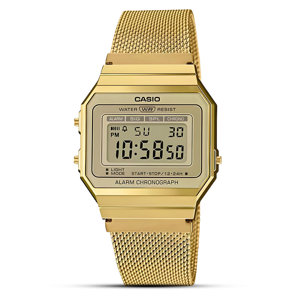 Casio Vintage Gold Tone Digital Dial Unisex Watch A700WMG-9ADF