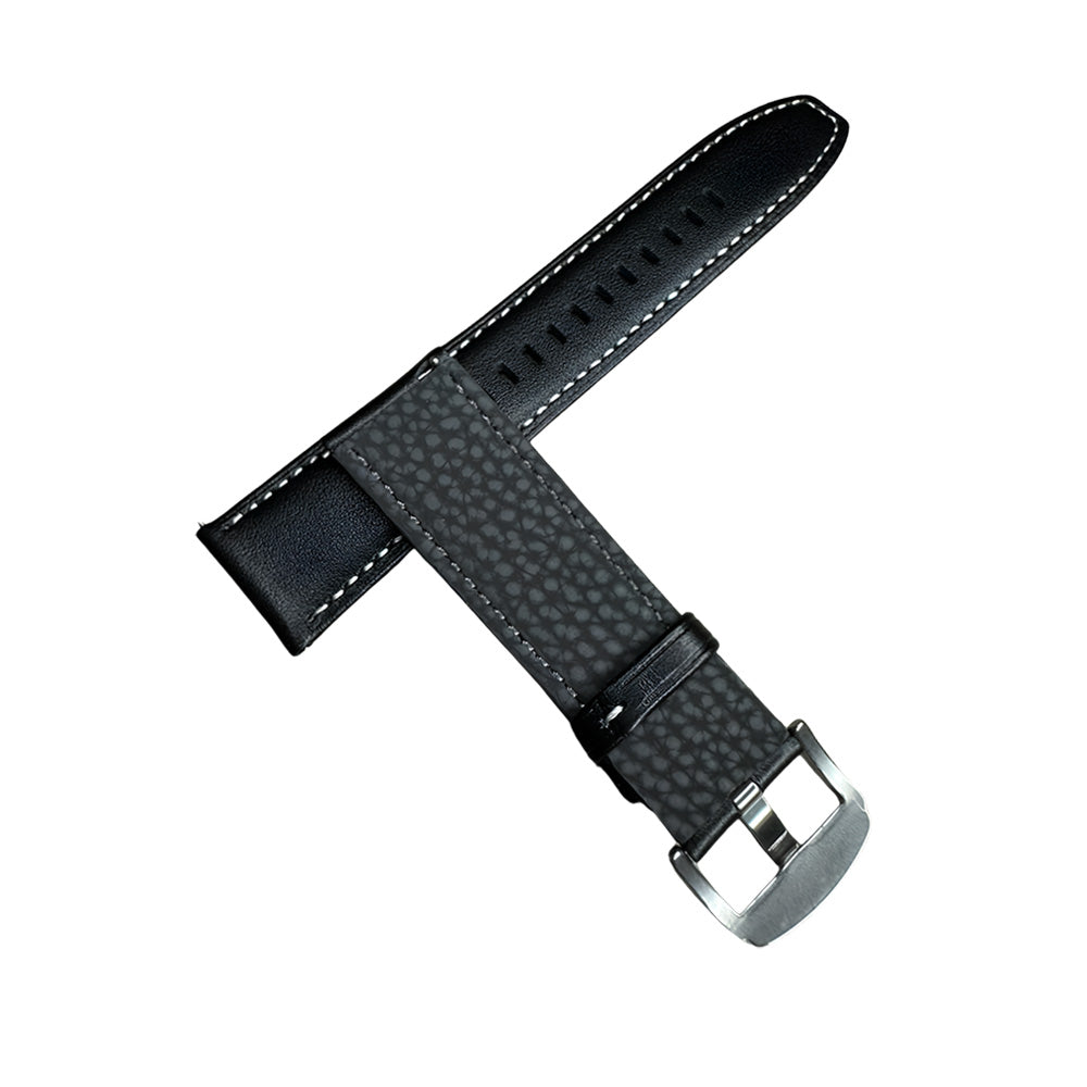 Cavern Premium 22mm Plain Black Leather Strap V2