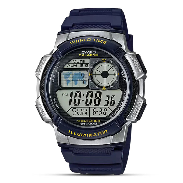 Casio World Timer Blue Resin Strap Men's Watch | AE-1000W-2AVDF